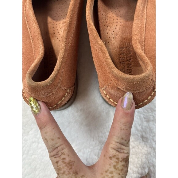 LL Bean Loafers Womens 8.5 Signature Handsewn Suede Shoes Coral Preppy Classic - Picture 10 of 15